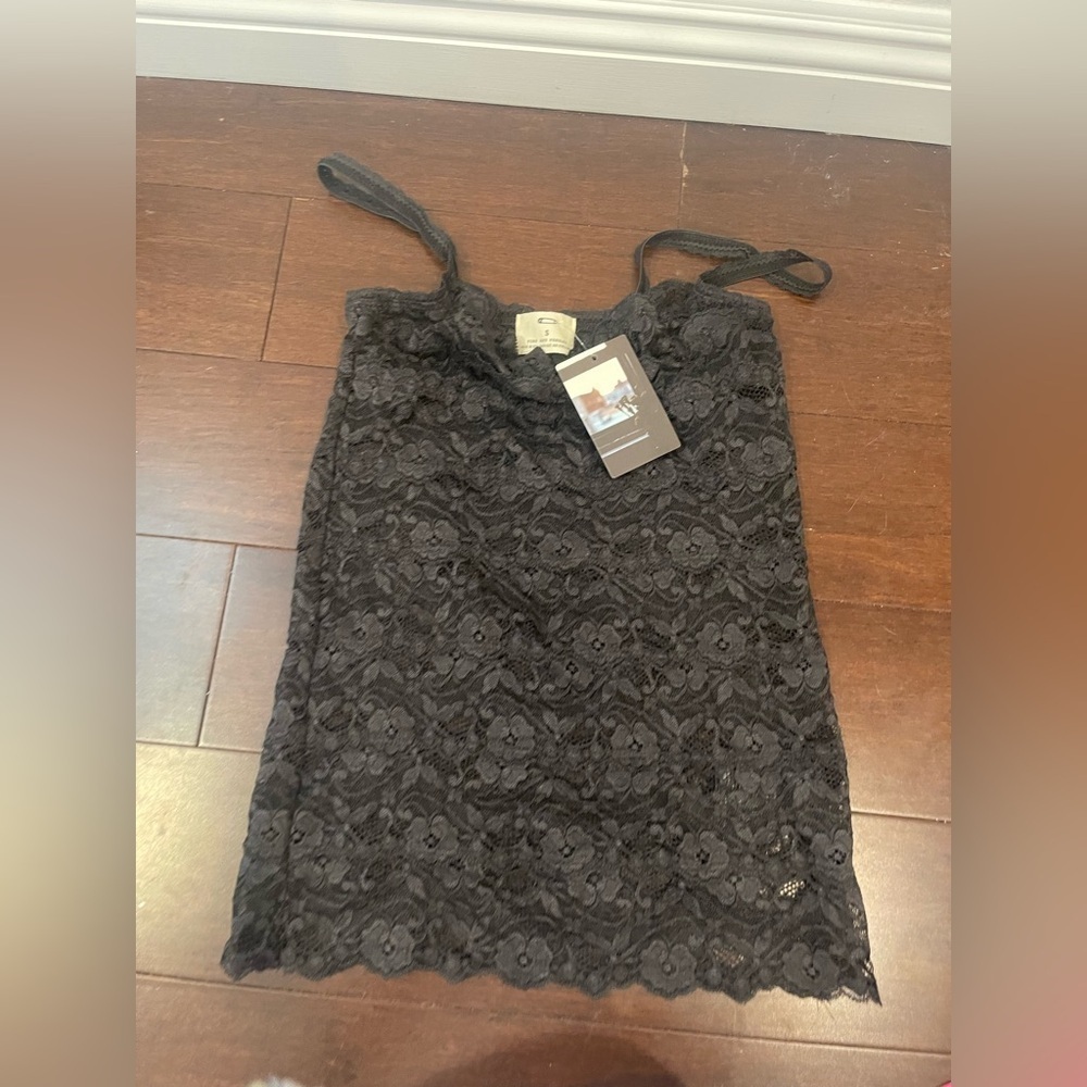 nwt vintage pins and needles from anthropology black floral lace camisole tank